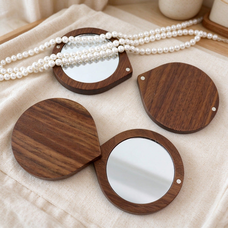 Wooden Pocket Mirrors with Varied Cover Designs