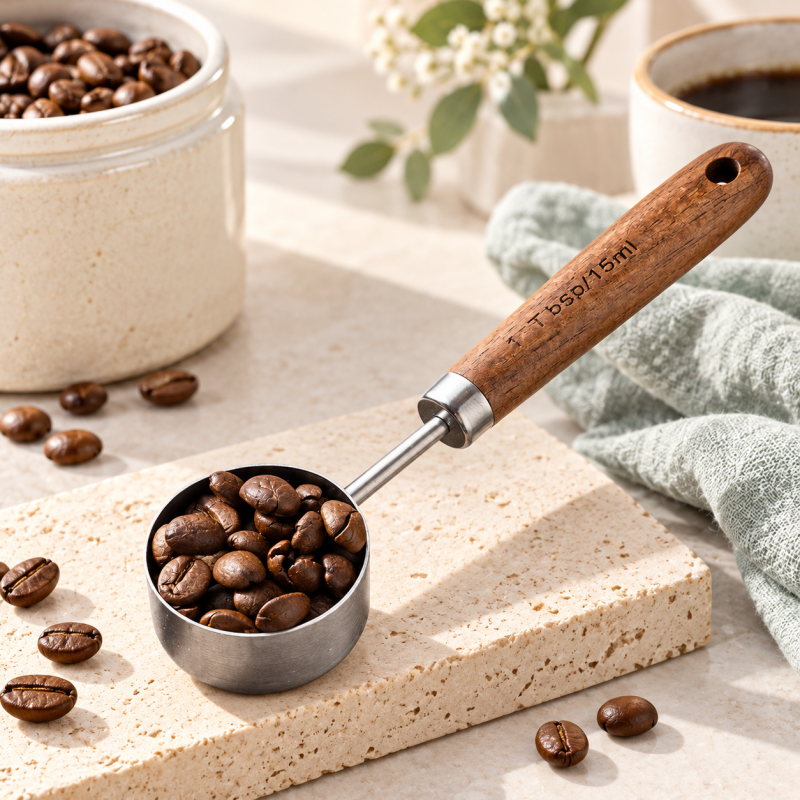 Coffee Measuring Scoop - Straight Cup and Walnut Handle