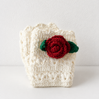 CouldNook Yarn Rose Wrist Warmers - Fingerless Floral Design