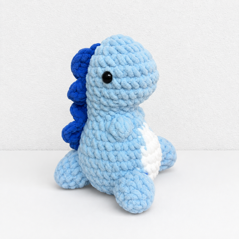 CouldNook Yarn Dinosaur Doll Ornament - Rounded Standing Silhouette