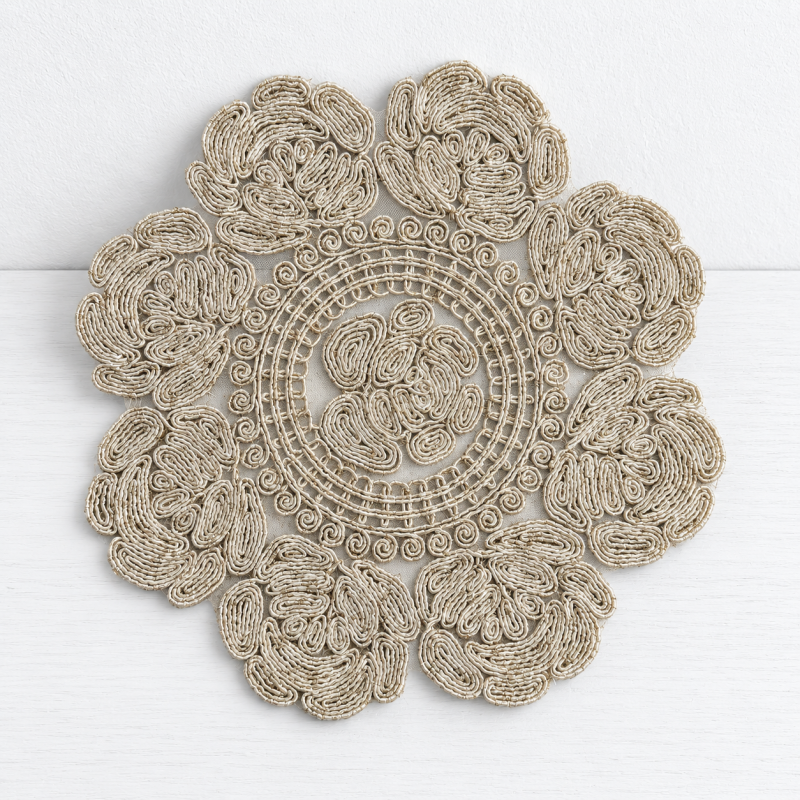 CouldNook Rose Lace Round Placemat - Openwork Floral Edge