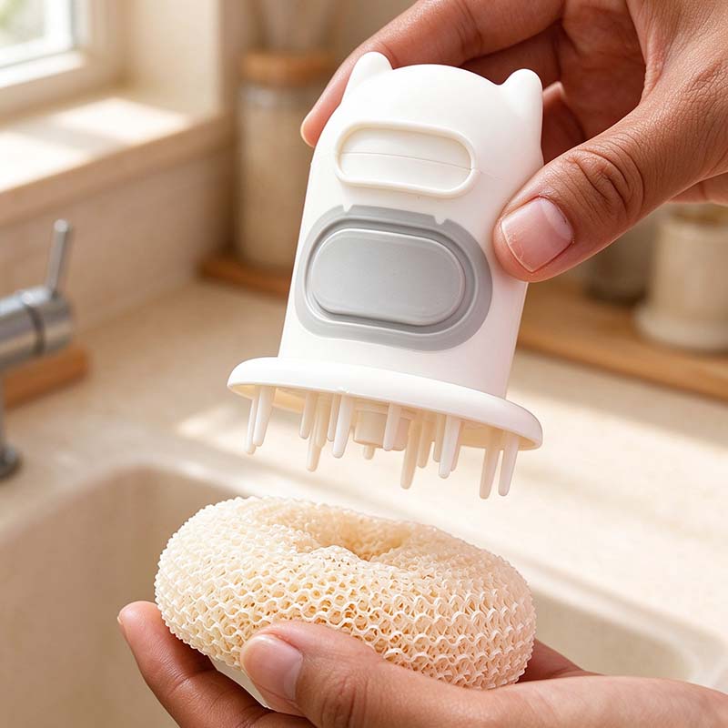 CouldNook Soap-Dispensing Dish Brush - Character Grip Scrubber