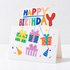 CouldNook Shaped Birthday Card - Colorful Cutout Tops and Cheerful Printed Greetings