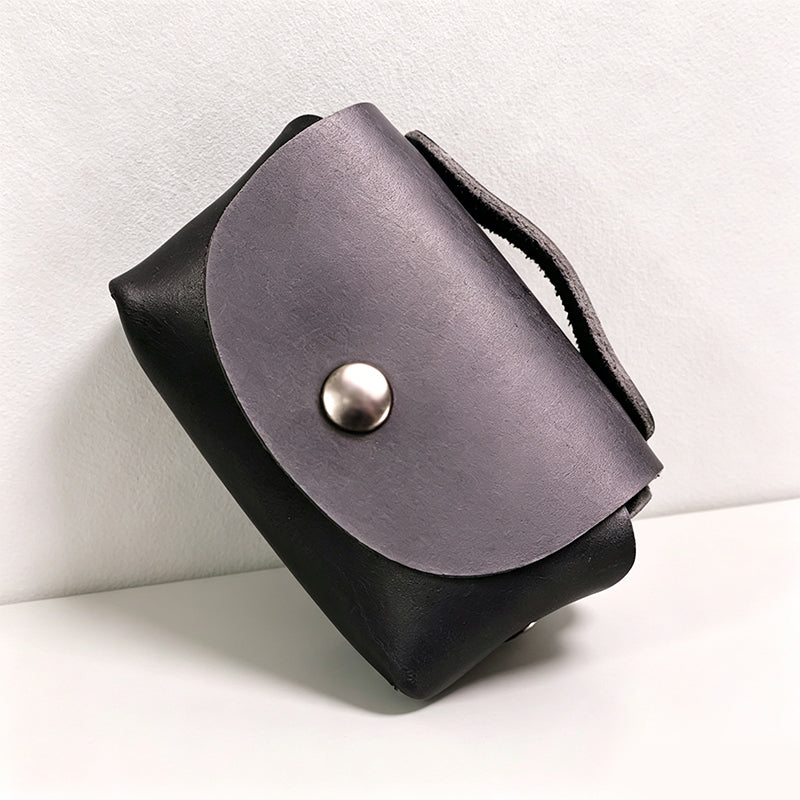 CouldNook Minimalist Leather Coin Pouch - Niche Flip-Top Earphone Bag