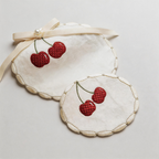 CouldNook Cherry Embroidered Coaster - Breakfast Table Accent(Non-Adhesive）