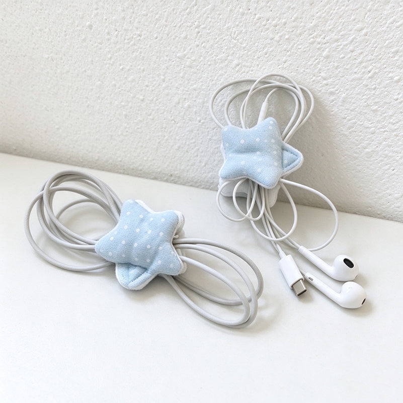 Polka Dot Star Cable Organizer - Padded Fabric Design