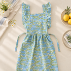 CouldNook Ruffled Kitchen Apron - Soft Floral Pattern Kitchen Wear