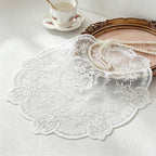 CouldNook Round Embroidered Lace Placemat - White Floral Designs