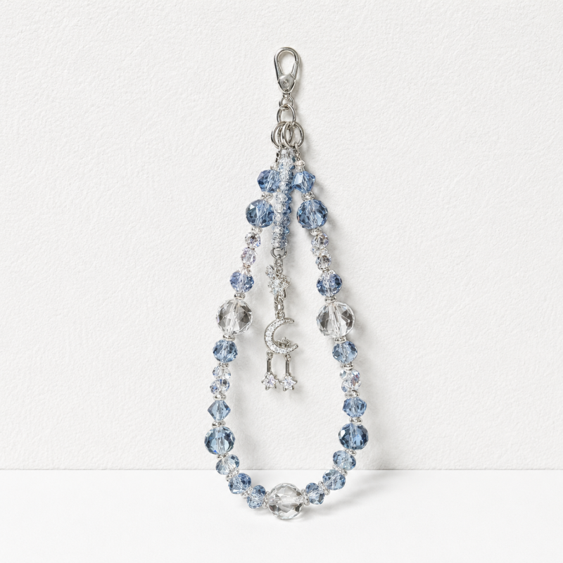 CouldNook Clear Moon and Star Beaded Phone Charm