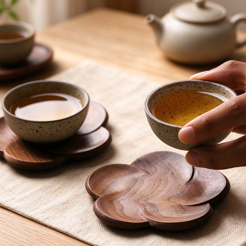 CouldNook Walnut Flower Coaster - Overlapping Petals
