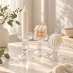 CouldNook Decorative Glass Candle Holder - Sculpted Shapes