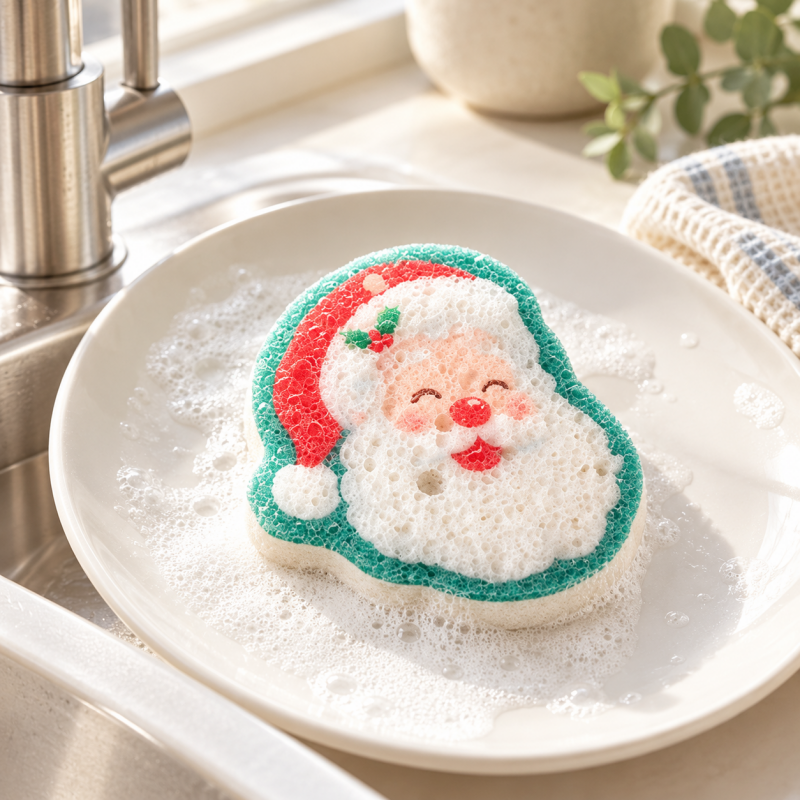 Compressed Christmas Dishwashing Sponges That Expand When Wet