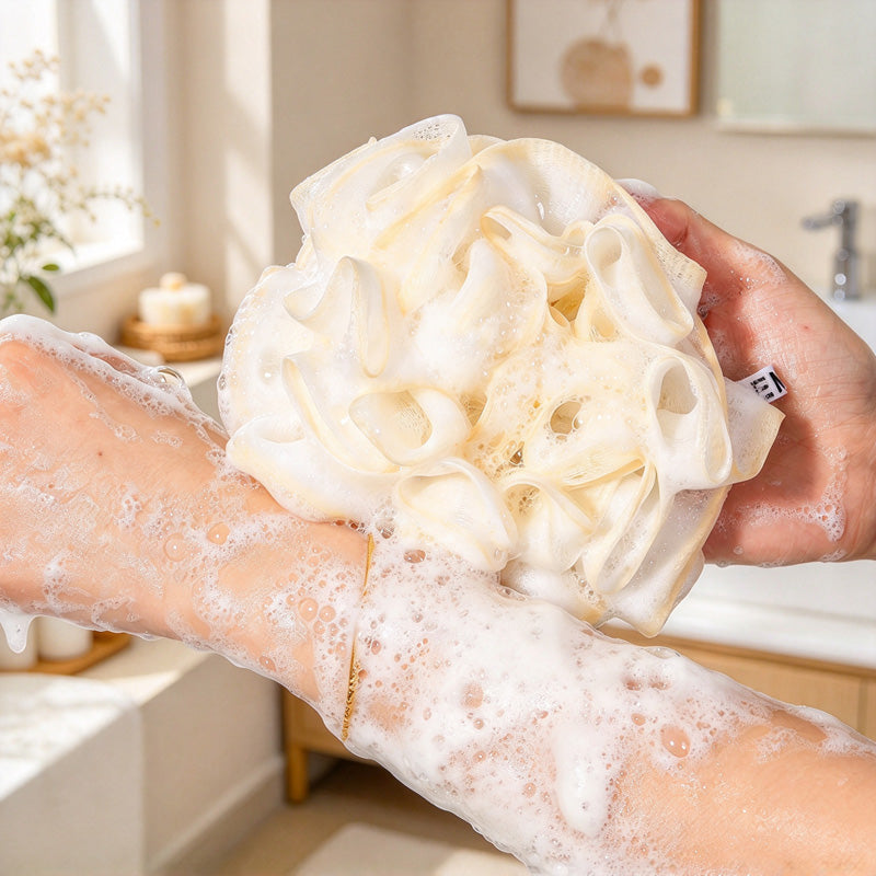 CouldNook Rose Soap Pouch - Ruffled Mesh Flower and Rear Pocket