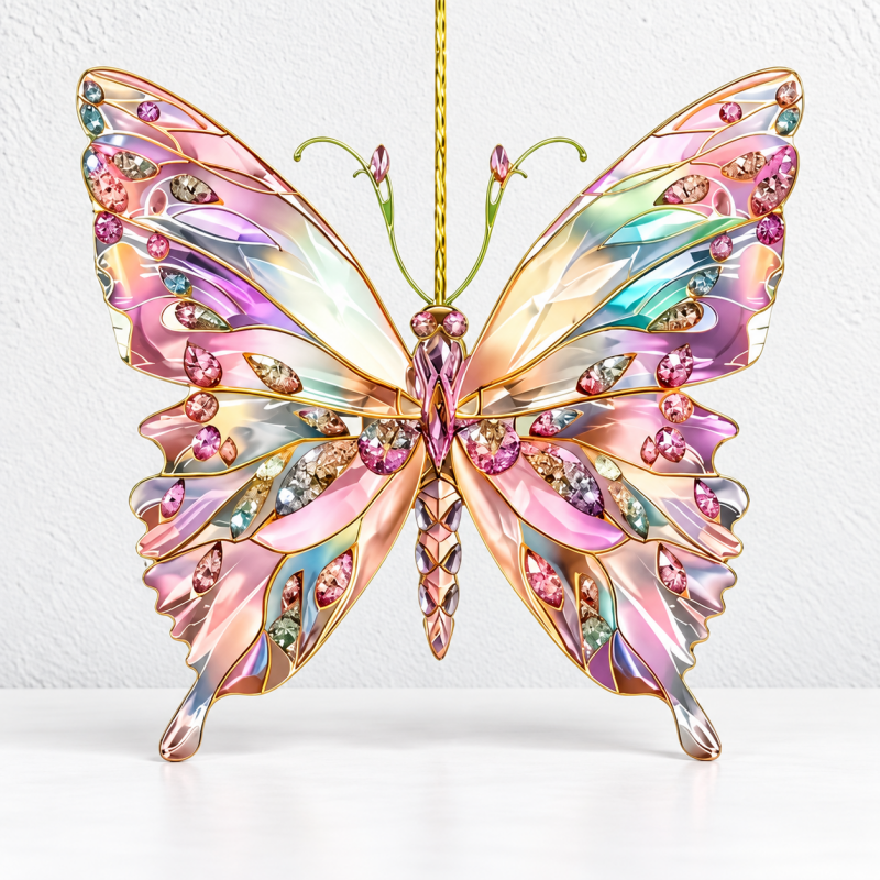 CouldNook Butterfly Hanging Ornament - Flat Acrylic And Jewel-Look Print