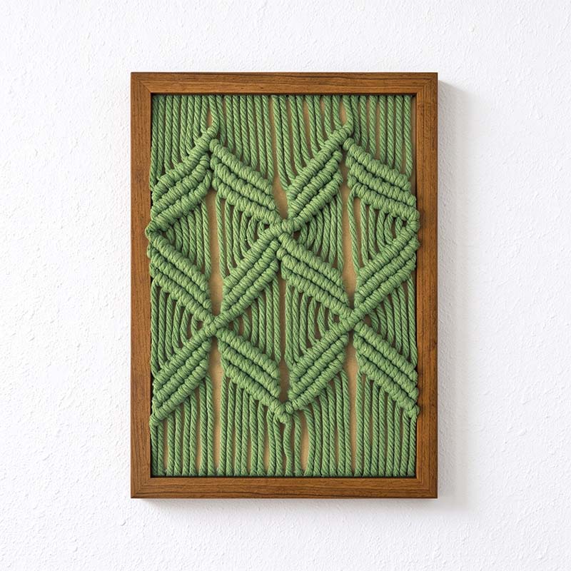 CouldNook Framed Cotton Wall Art - Knotted Patterns and Rectangular Border