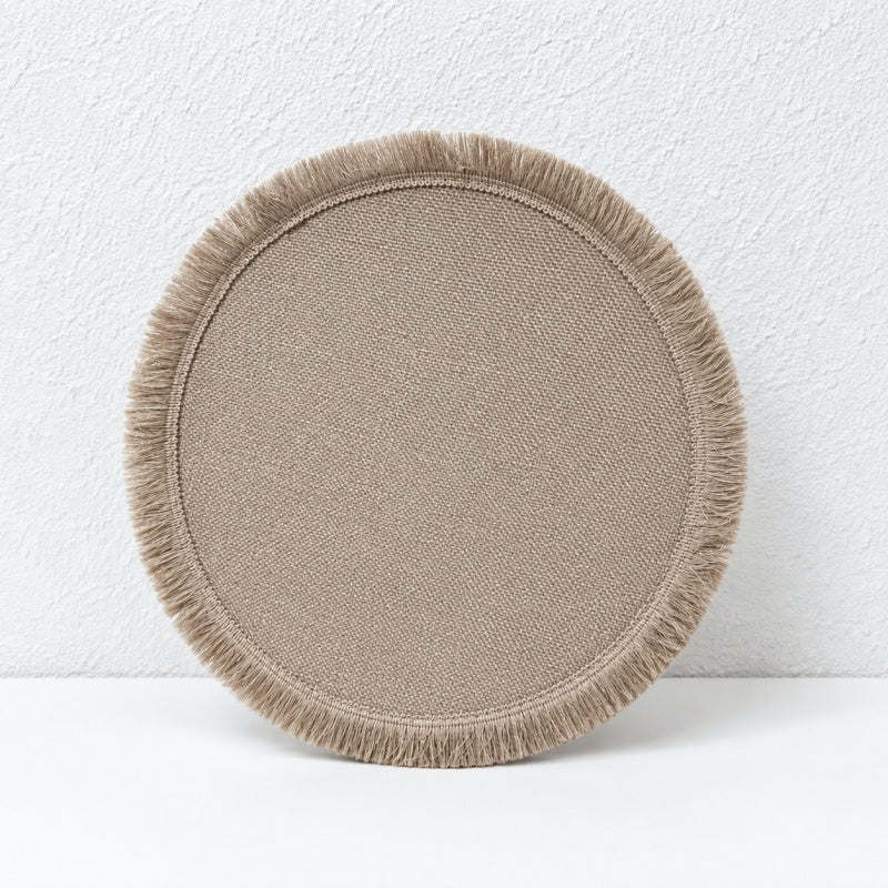 CouldNook Round Jute Placemat - Mandala Print and Decorative Trim
