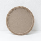 CouldNook Round Jute Placemat - Mandala Print and Decorative Trim