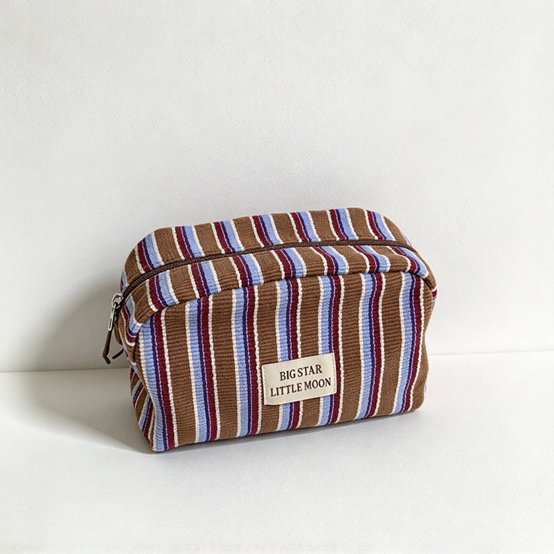 CouldNook Striped Makeup Organizer - Woven Texture And Wide Opening