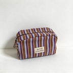 CouldNook Striped Makeup Organizer - Woven Texture And Wide Opening