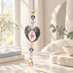 CouldNook Angel Wing Hanging - Faceted Heart And Teardrop Bead Detail