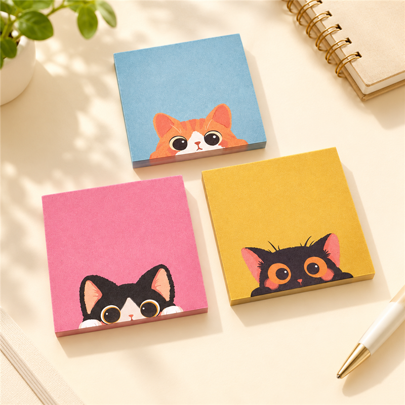 Peeking Cat Sticky Note Pad with Fifty Sheets