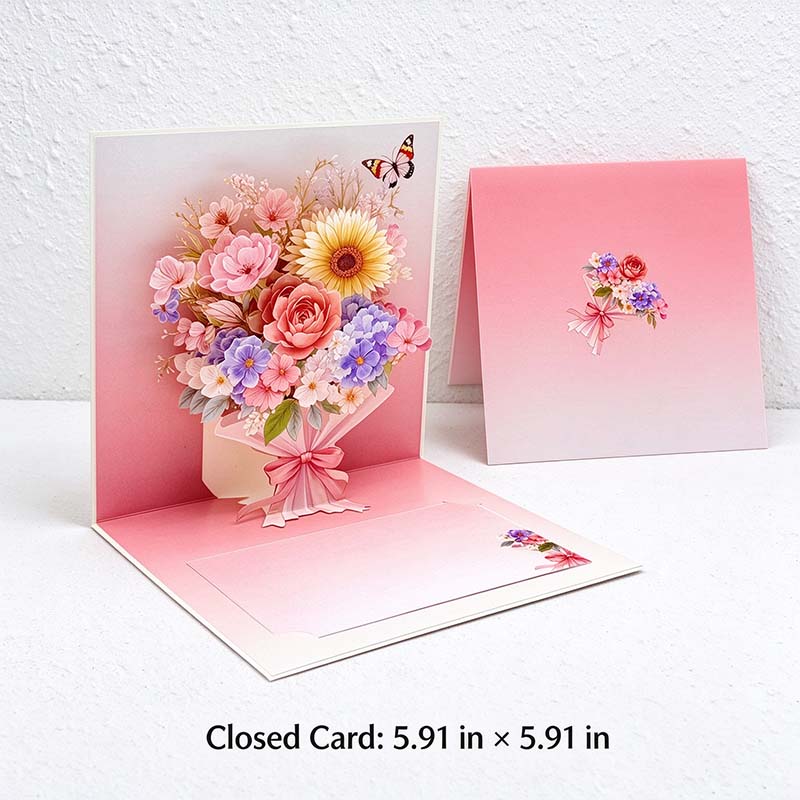 Butterfly Bouquet Pop-Up Greeting Card with Message Space