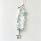 CloudNook Star Beaded Phone Strap‑Light Blue Wrist Lanyard