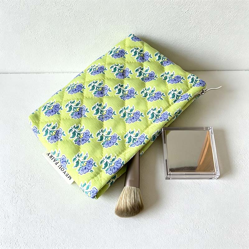 CouldNook Floral Quilted Cosmetic Bag - Padded Zip Pouch Styles