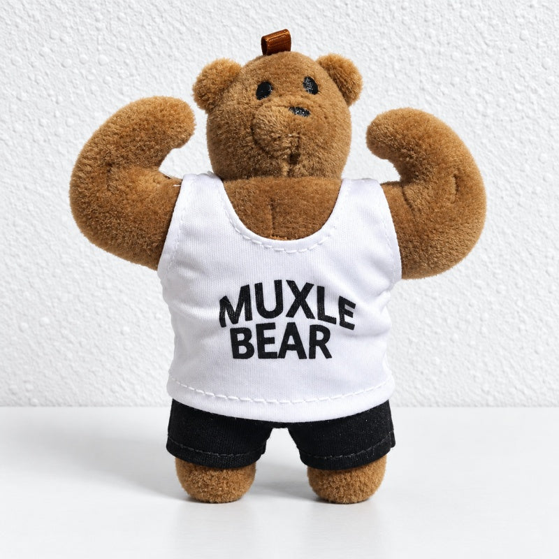 CouldNook Muscle Bear Plush Charm - Raised Arms and Printed Vest