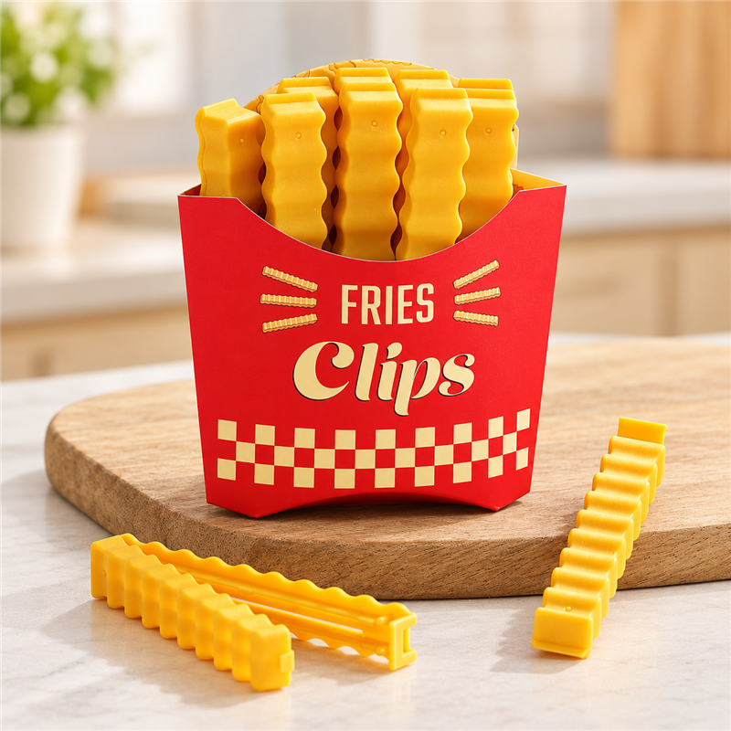 French Fry Bag Clip Set with Magnetic Sticker