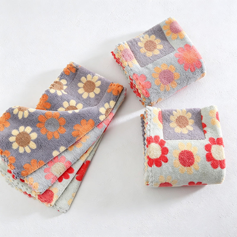 CouldNook Sunflower Coral Fleece Towel - Floral Printed Color Options