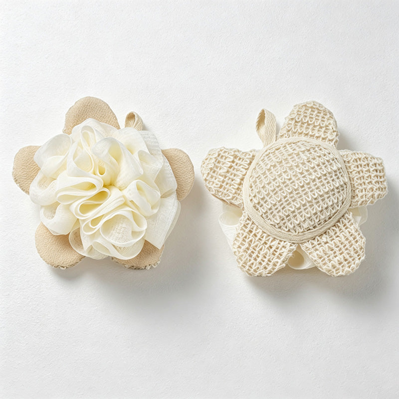 CouldNook Double Sided Bath Scrubber - Textured Flower Pouf
