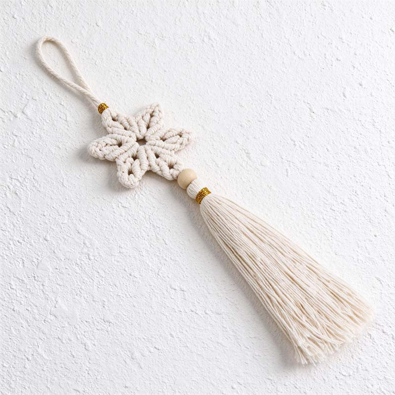 CouldNook Cotton Star Tassel Ornament - Knotted Center and Beaded Drop