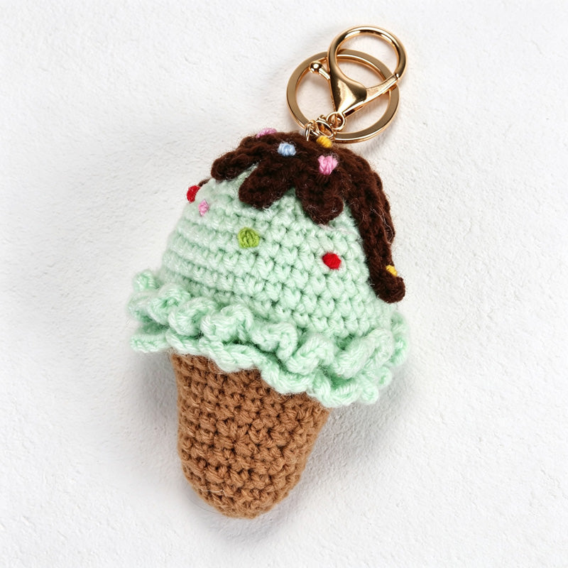 CouldNook Yarn Ice Cream Keychain - Scalloped Scoop Layers