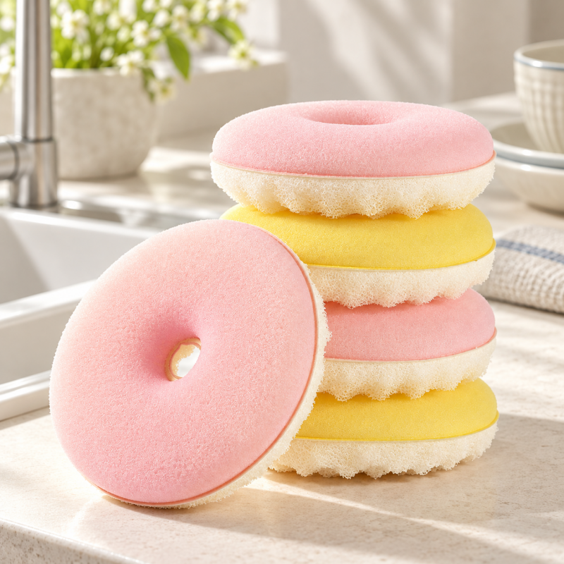 Double-Sided Dishwashing Sponge with Textured Back
