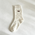 CouldNook Dachshund Crew Socks - Warm Embroidered Dotted Pattern