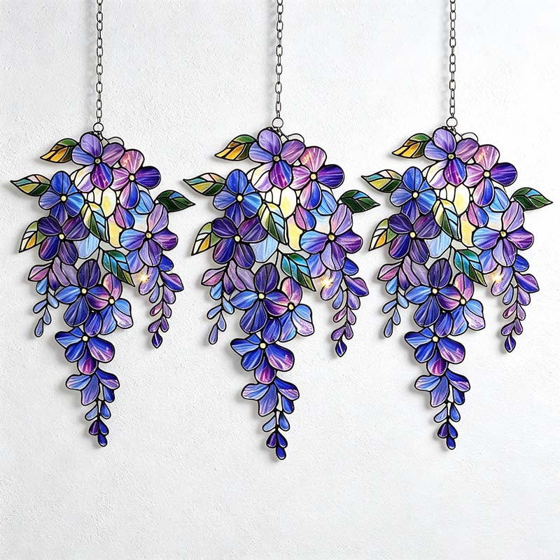 CouldNook Acrylic Floral Window Hanging - Outlined Petals And Trailing Sprigs