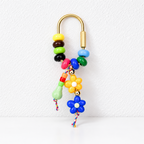 CouldNook Floral Bag Charm - Colorful Beaded Frame and Dangling Flower Pair