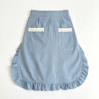CouldNook Solid Waist Apron - Lace Pocket Ruffle Border