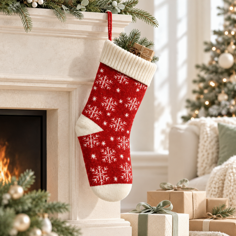 CouldNook Knit Christmas Stocking - Snowflake and Stripe Designs