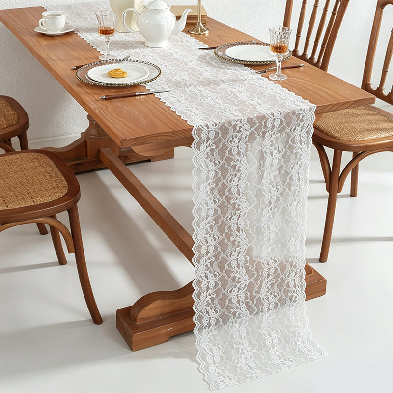 CouldNook Delicate Lace Embroidered Table Runner - Romantic Home Decor