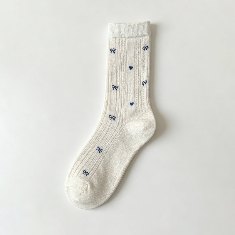 CouldNook Bow Embroidered Crew Socks - Gentle Outfit Accent