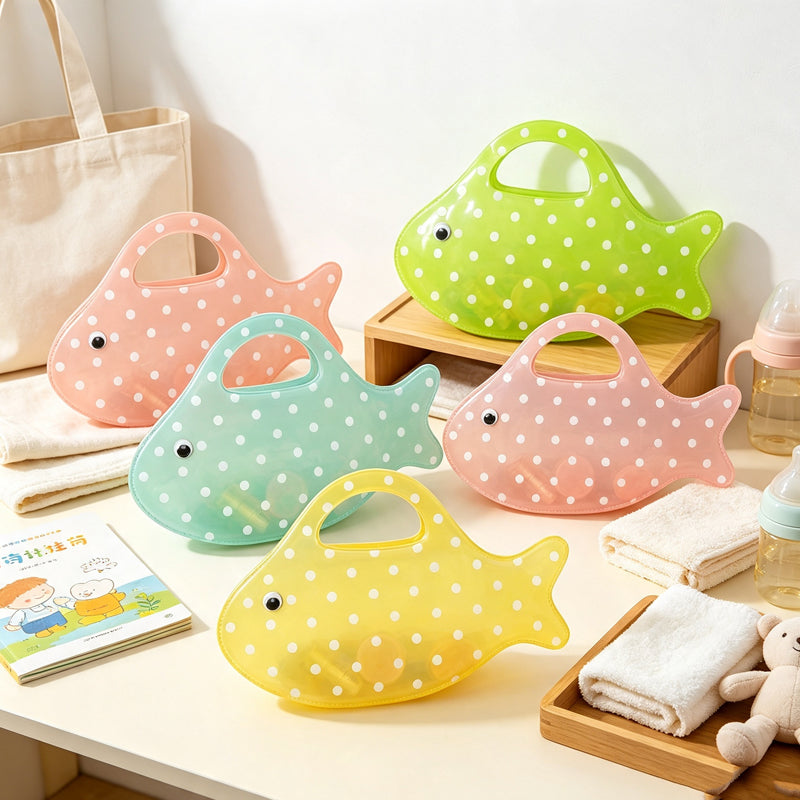 CloudNook Fish‑Shaped Tote‑Polka Dot PVC Hand Bag