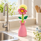 CouldNook Flower Dish Brush - Leafy Stem Handle And Vase Holder