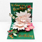 CouldNook Floral Pop-Up Greeting Card - Pale Layered Blooms and Gold-Toned Lettering