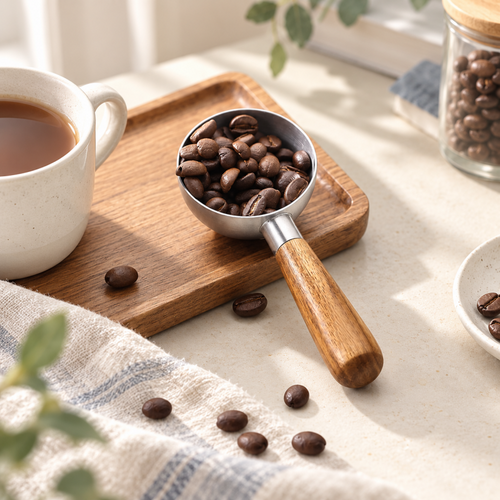 Acacia Coffee Scoop - Deep Bowl and Rounded Wooden Grip