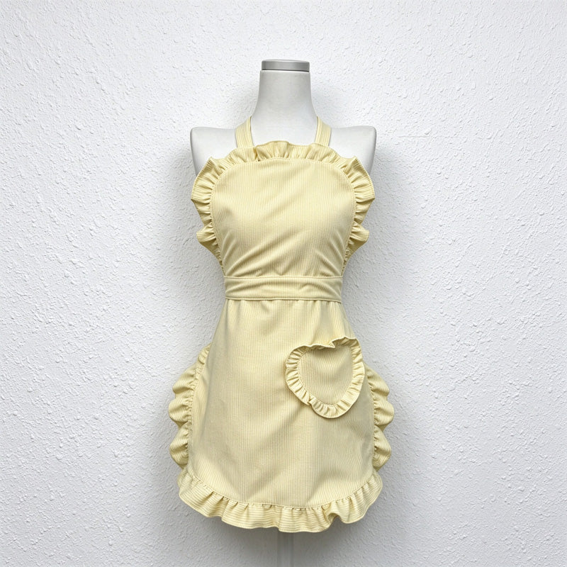 CouldNook Heart Pocket Apron - Corduroy Ruffled Edges