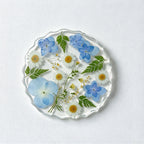 CouldNook Dried Flower Resin Coaster - Clear Body and Wavy Edge