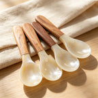 CouldNook Compact Shell Dessert Spoon - Natural Wood Handle