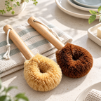 CouldNook Coir Dish Brush - Looped Bristle Head And Hanging Cord